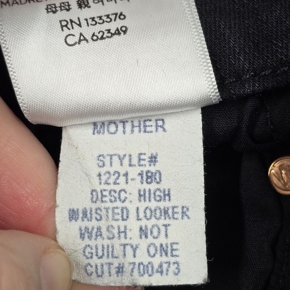 Mother High Waisted Looker Jeans Womens 25 Not Guilty One Liner Black Skinny - Picture 8 of 16